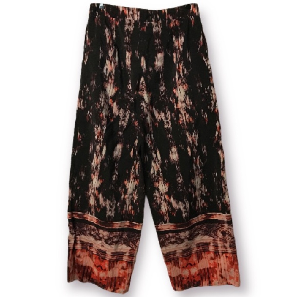 CYNTHIA ROWLEY 100% PURE SILK HIGH-RISE WIDE LEG PANTS
